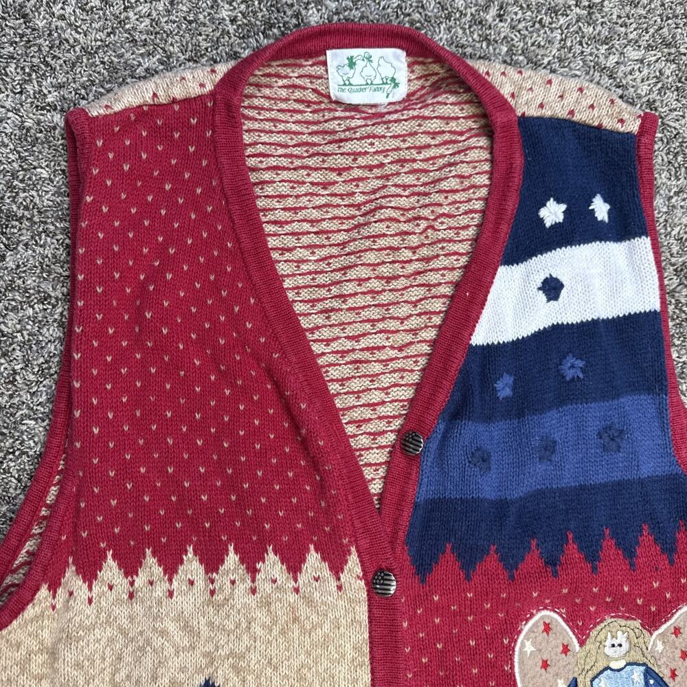 Vintage Women’s Quacker Factory Americana Red Knitted Sweater Vest Size Large - Picture 6 of 11